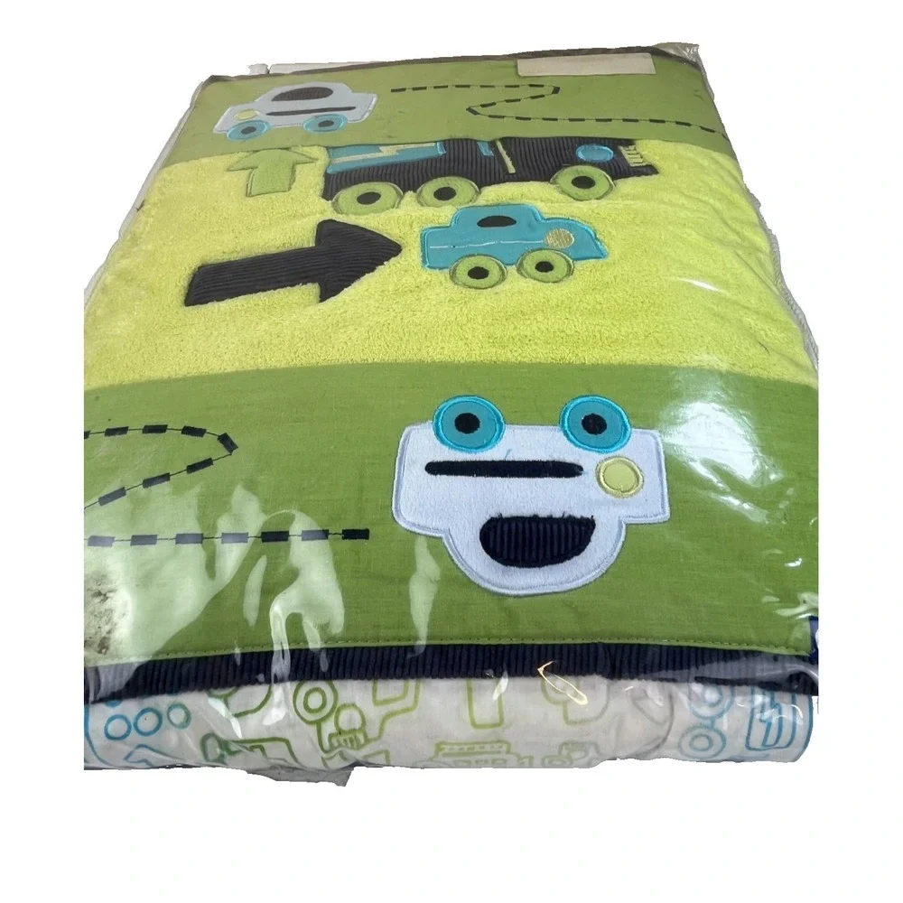 Zutano Blue Traffic Toddler Bedding Set 4 Pc Cars Trucks Blanket Sheets NIP Boys